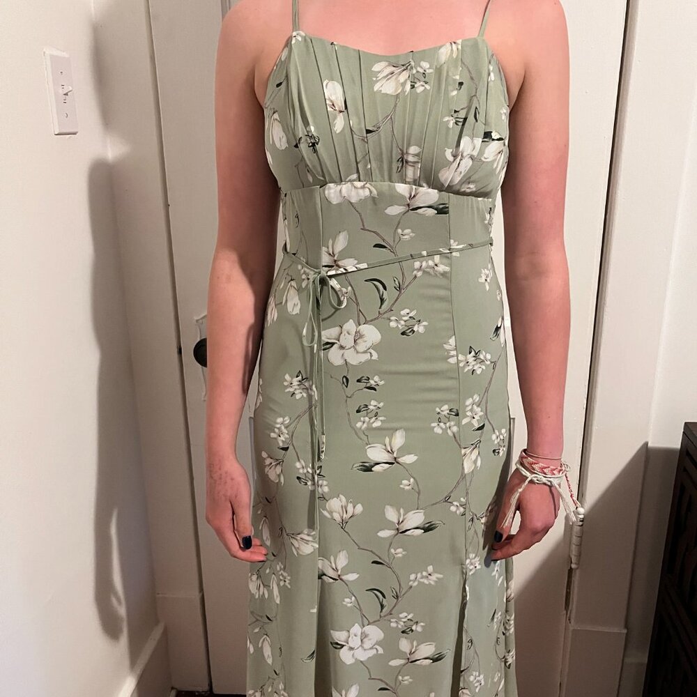 Pale green chiffon summer dress